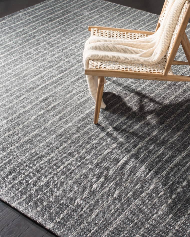 Lauren Ralph Lauren Miles Charcoal Stripe Flat Weave Rug, 8' x 10'