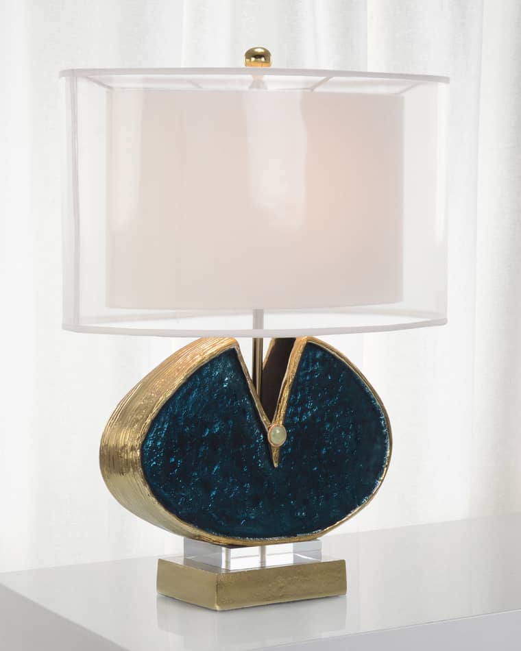 John-Richard Collection Blue Enameled & Jeweled Lamp