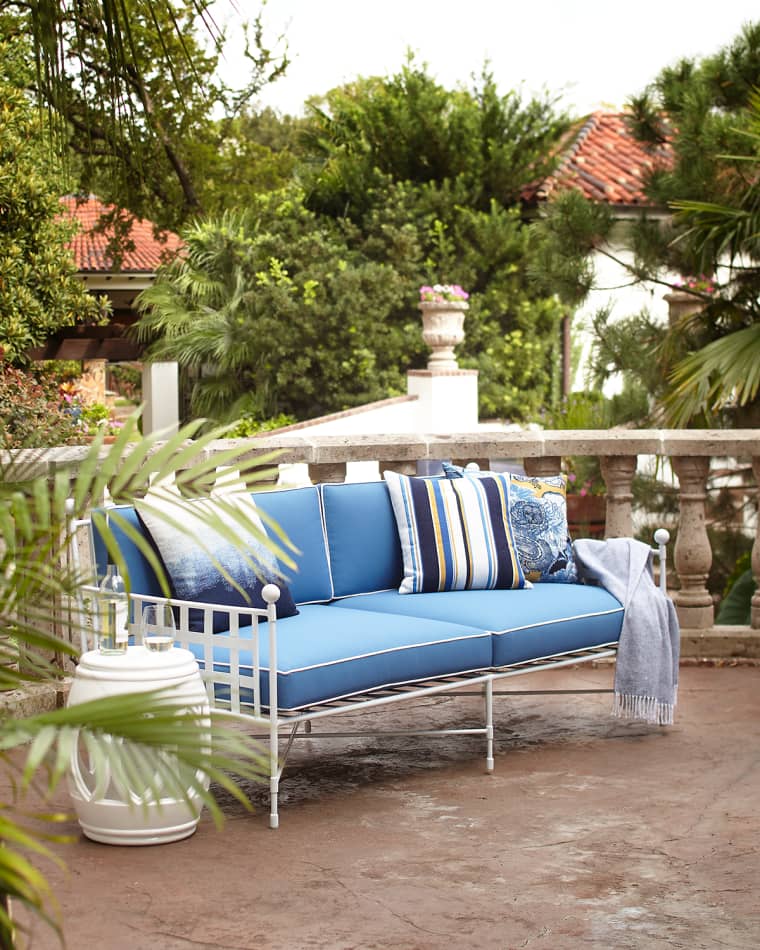 Neiman Marcus Avery Sofa, White/Blue
