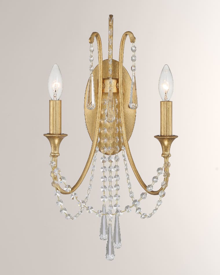 Crystorama Arcadia 2-Light Antique Silver Wall Sconce