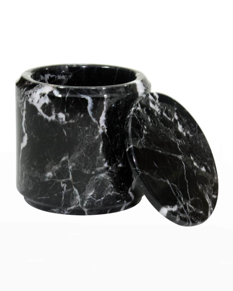 Marble Crafter Eris Collection Black Zebra Marble Canister