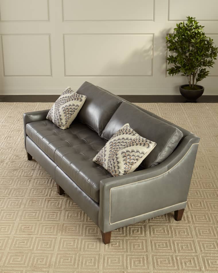 Massoud Duplessis Leather Sofa, 84"