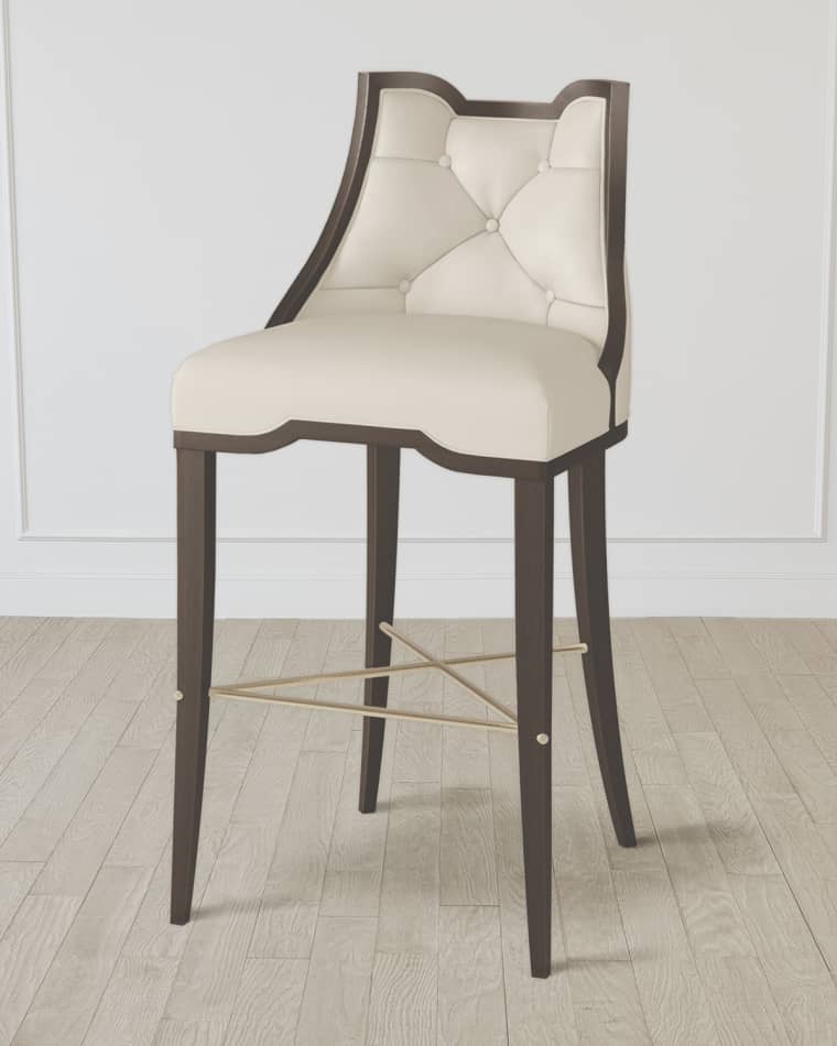 William D. Scott for Global Views Logan Walnut/Milk Leather Bar Stool