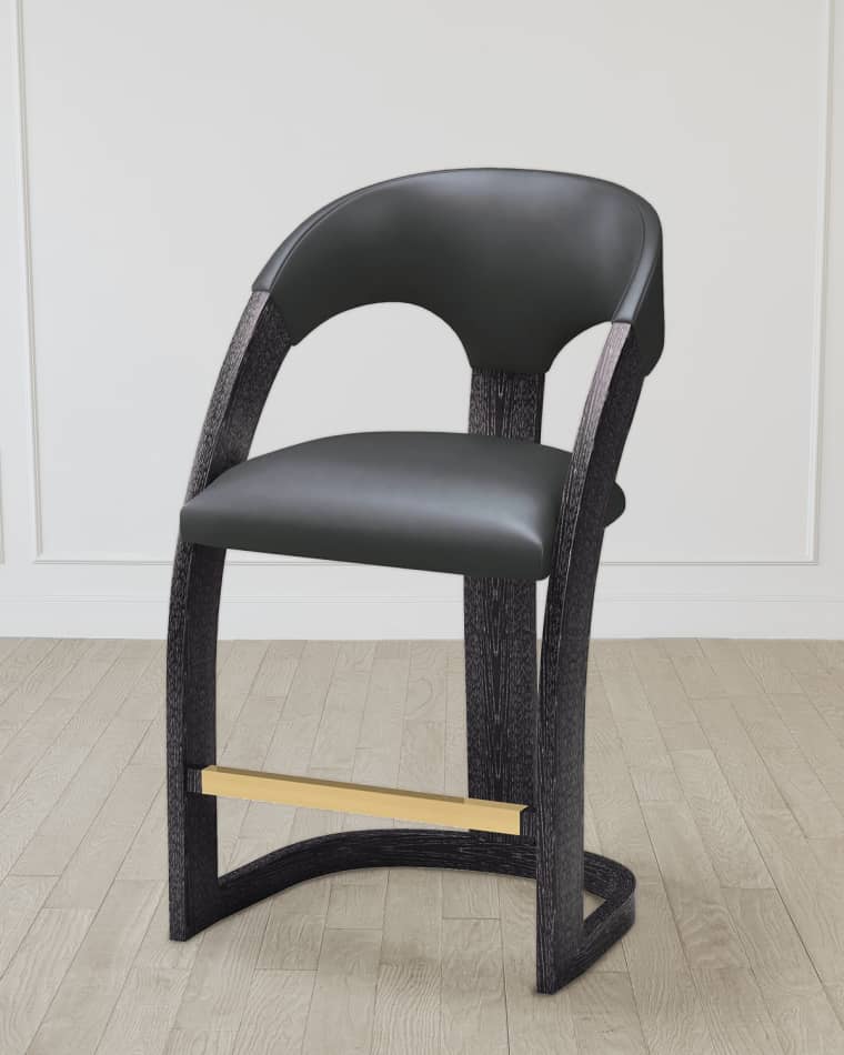 William D. Scott for Global Views Delia Ebony Cerused Counter Stool