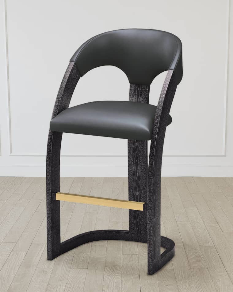 William D. Scott for Global Views Delia Ebony Cerused Bar Stool
