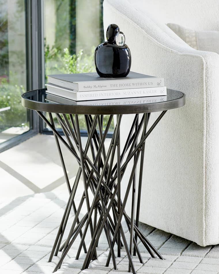 William D. Scott for Global Views Stix Side Table with Bronze Glass Top