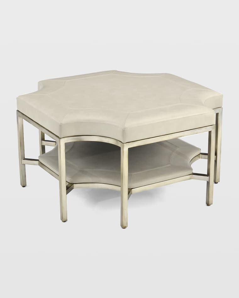 John-Richard Collection Parkdale Leather Ottoman