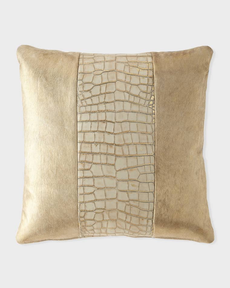 Massoud Colorblock Croc Pillow, 22"Sq.