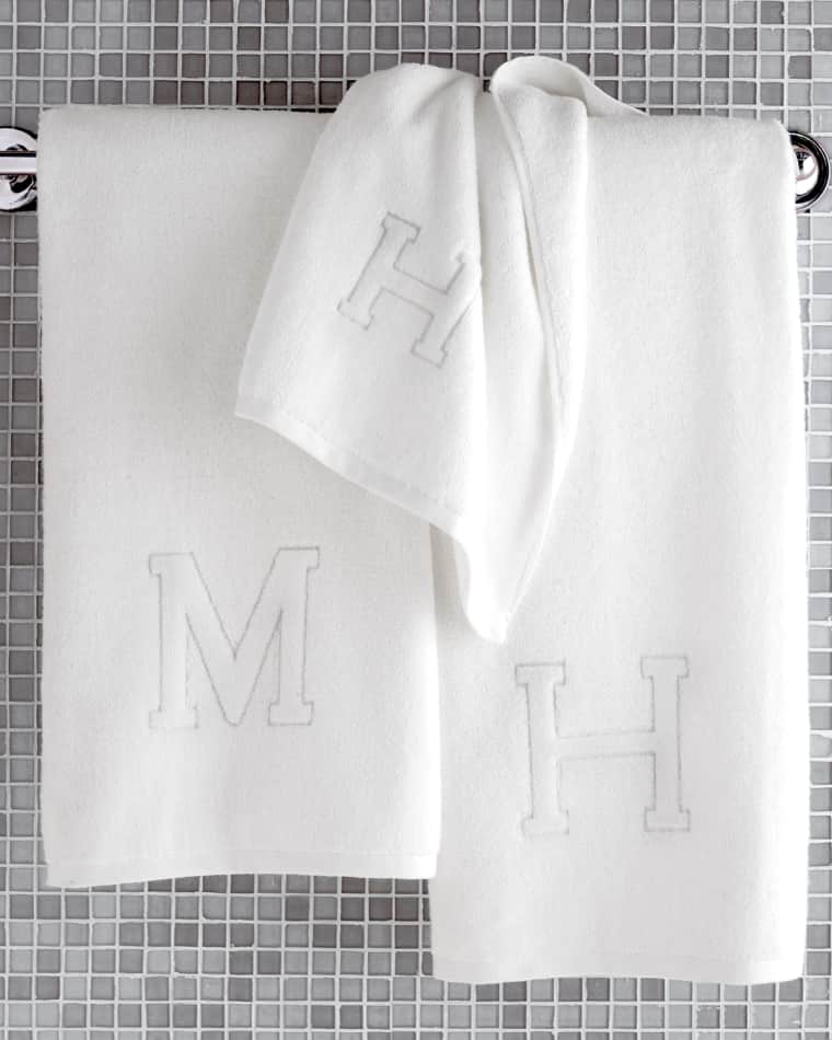 Matouk Auberge Monogrammed Bath Towel Auberge Monogrammed Hand Towel Auberge Monogrammed Face Cloth