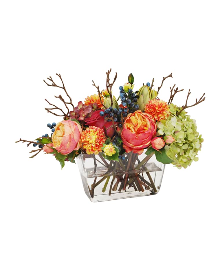 Winward Home Mix Fall Hydrangea & Rose in Flair Vase