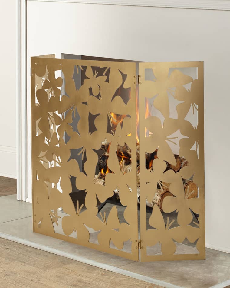 Tommy Mitchell Tri-Fold Butterfly Fireplace Screen