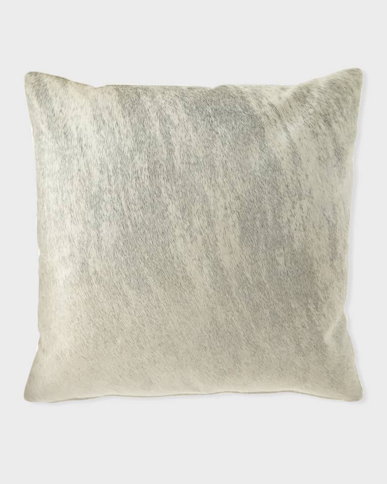Massoud Brindle Hair Hide Gray Pillow, 22"Sq.