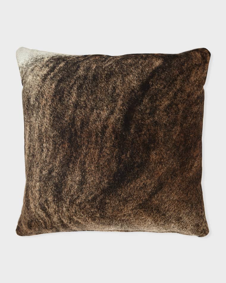 Massoud Brindle Hair Hide Brown Pillow, 19"Sq.