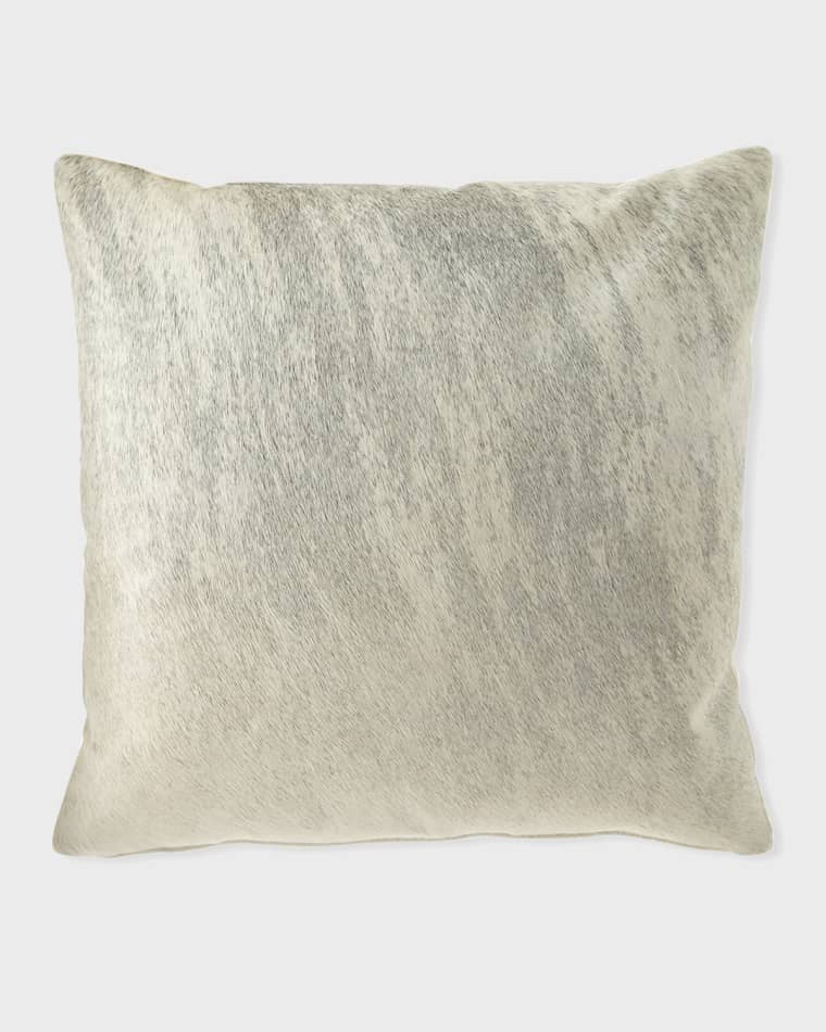 Massoud Brindle Hair Hide Gray Pillow, 19"Sq.