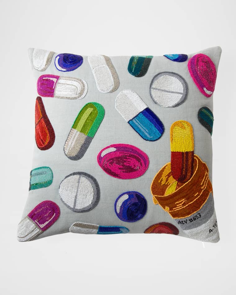 Jonathan Adler Happy Pills Beaded Pillow