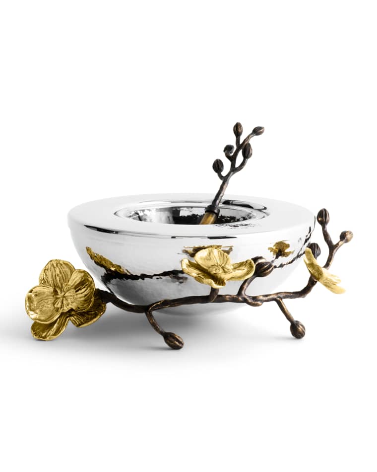 Michael Aram Gold Orchid Caviar Dish with Spoon