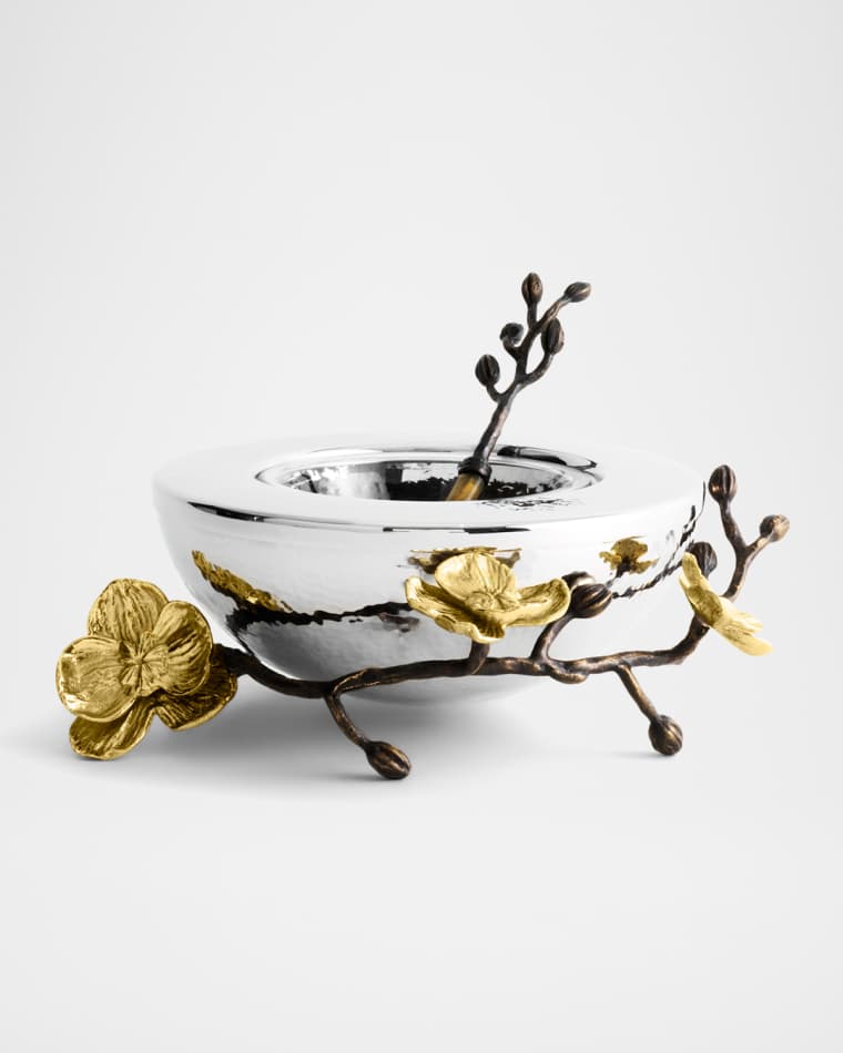 Michael Aram Gold Orchid Caviar Dish with Spoon