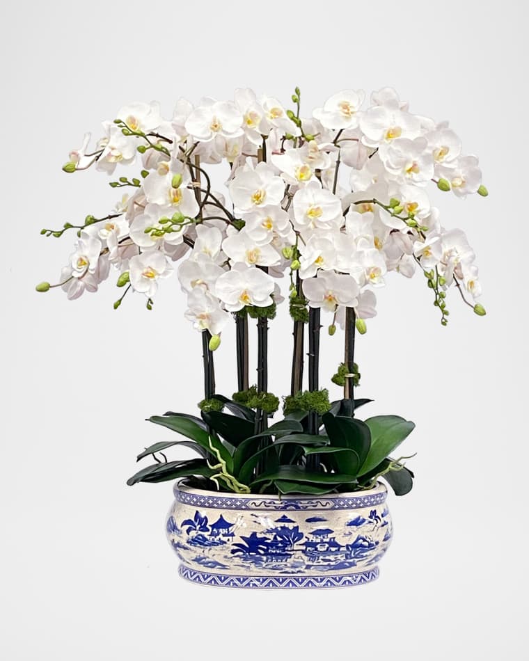 Winward Home Orchid Faux Floral Arrangement in Oval Planter