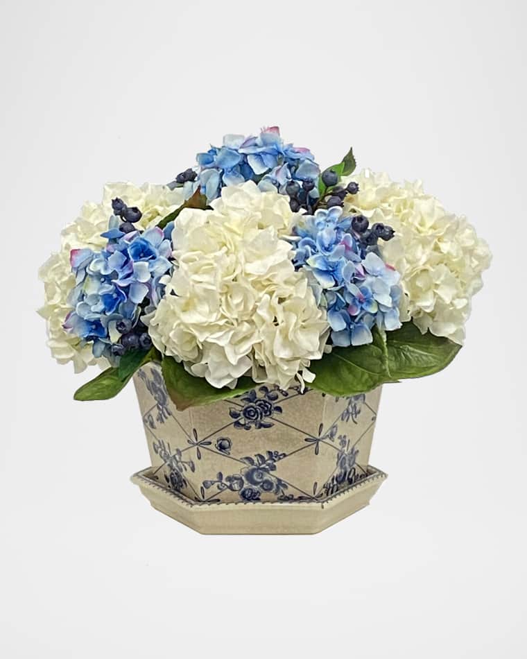 Winward Home Hydrangea Berry Faux Floral Arrangement in Vase