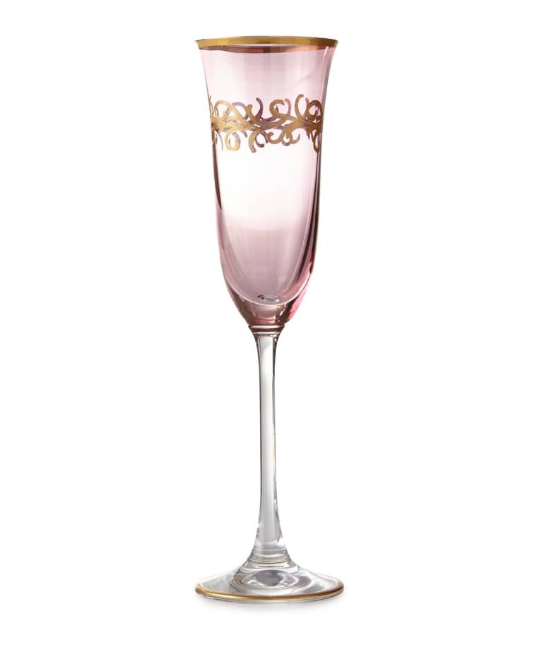 Neiman Marcus Blush Oro Bello Champagne Flutes, Set of 4