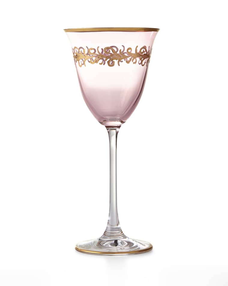 Neiman Marcus Blush Oro Bello Wine Goblets, Set of 4
