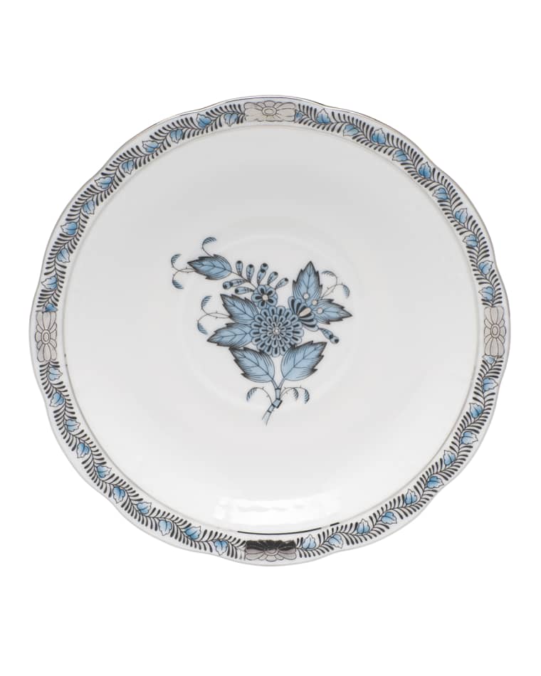 Herend Chinese Bouquet Turquoise & Platinum Tea Saucer