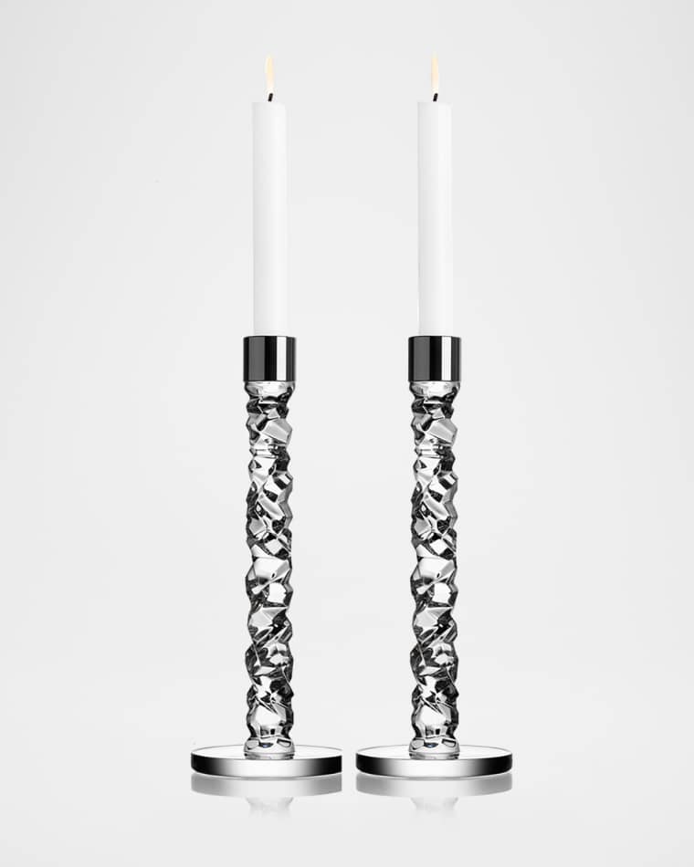 Orrefors Carat Large Candlesticks, Set of 2