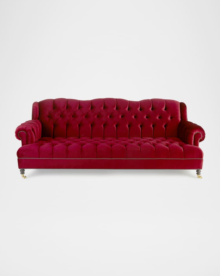 Haute House Mr. Smith Cranberry Tufted Sofa 94.5'