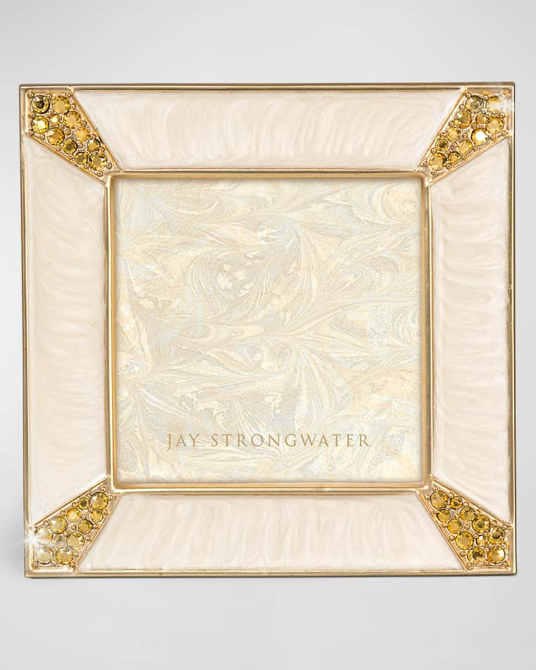 Jay Strongwater Leland Gold Pave Corner 2" Square Picture Frame