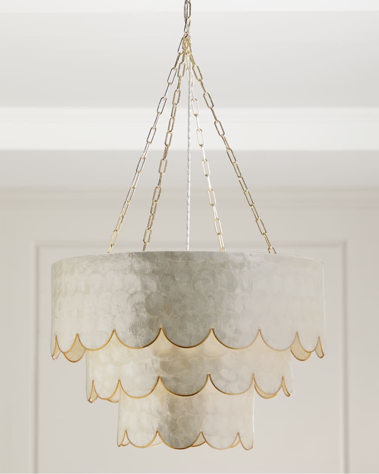 Neiman Marcus Three-Tiered Scalloped Capiz 3-Light Chandelier