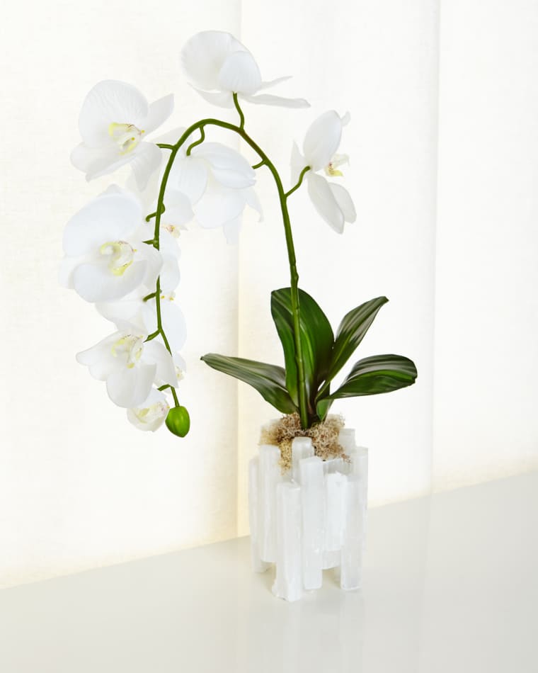John-Richard Collection Real Touch Selenite Orchid Faux Floral Arrangement