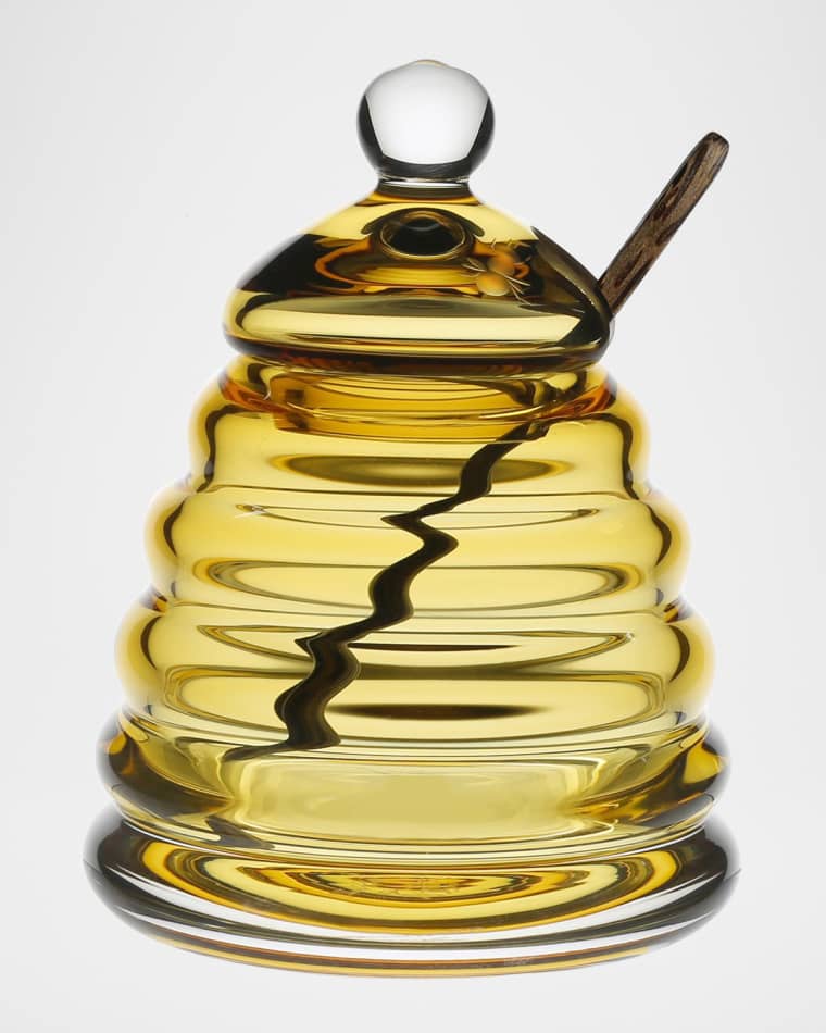 William Yeoward Crystal Honeycomb Honey Jar & Spoon