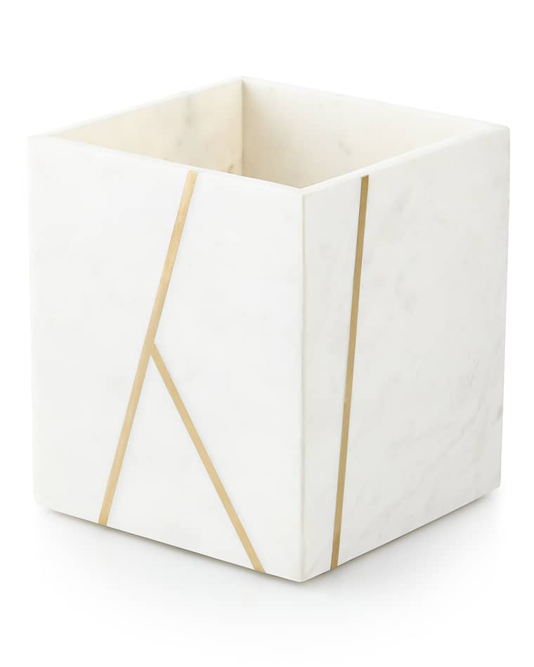 Kassatex Marble Brass Wastebasket