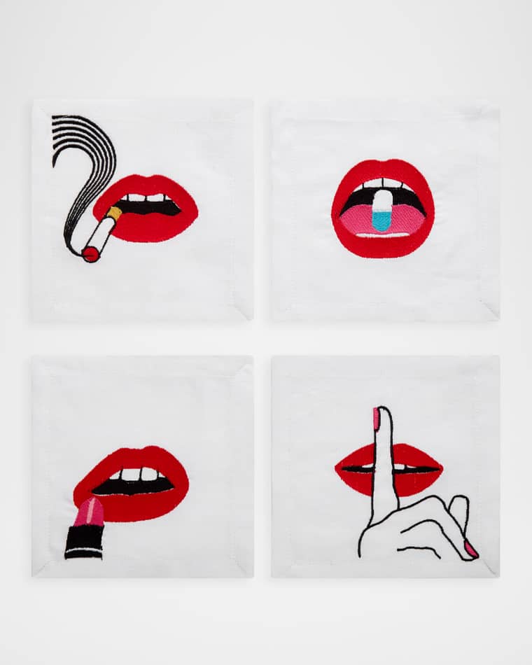 Jonathan Adler Lips Linen Napkin Set