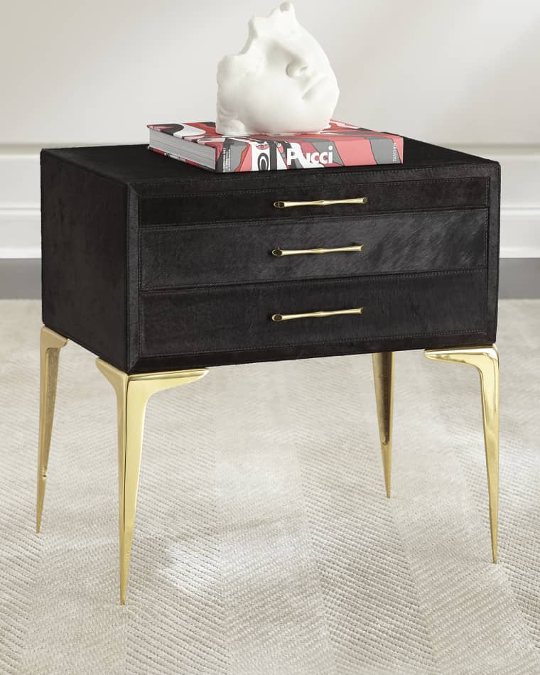 Global Views Kensington Hairhide Side Table