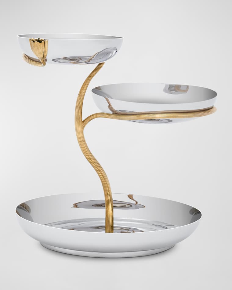 L'Objet Deco Leaves 3-Tier Server, 14" Wide