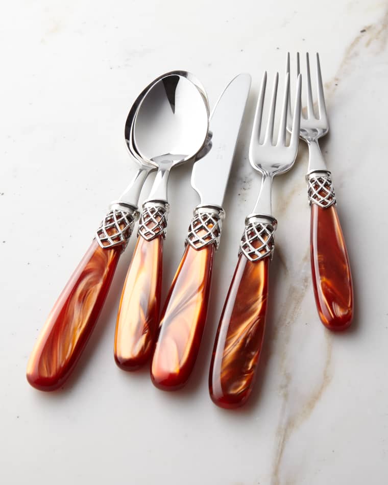 Neiman Marcus French Shine 20-Piece Flatware Service, Dark Amber