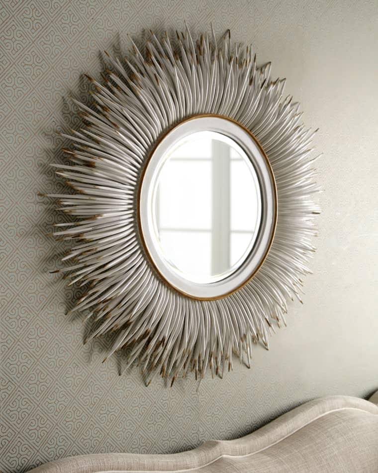 Neiman Marcus White "Porcupine Quill" Mirror