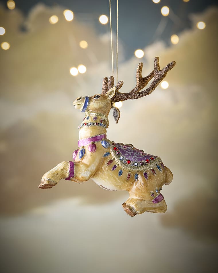 Jay Strongwater Prancer Reindeer Glass Christmas Ornament