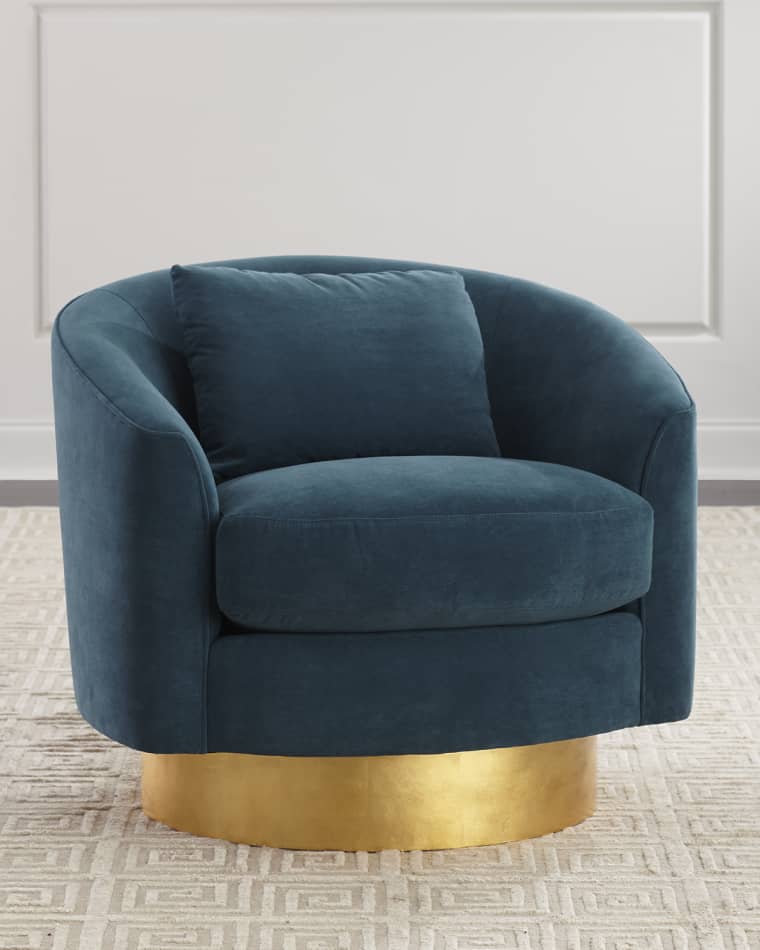 Bernhardt Interiors Peacock Velvet Swivel Chair