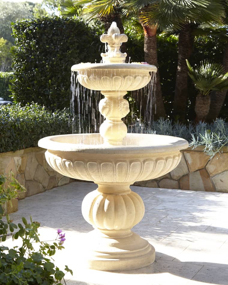 Neiman Marcus Lionhead Stonecast Fountain