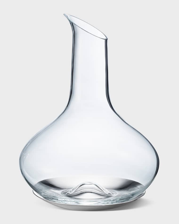 Georg Jensen Sky Wine Carafe Glass w/ Stainless Steel Coaster