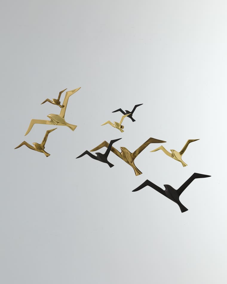 Global Views Metallic Flock Wall Decor, Set of 3