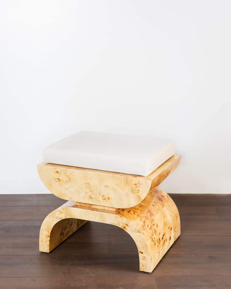 Worlds Away Burl Wood Stool