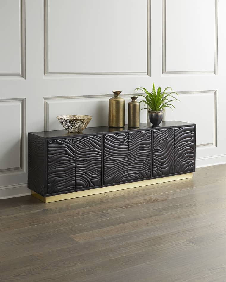 Global Views Forest Leather Faux Bois Entertainment Console