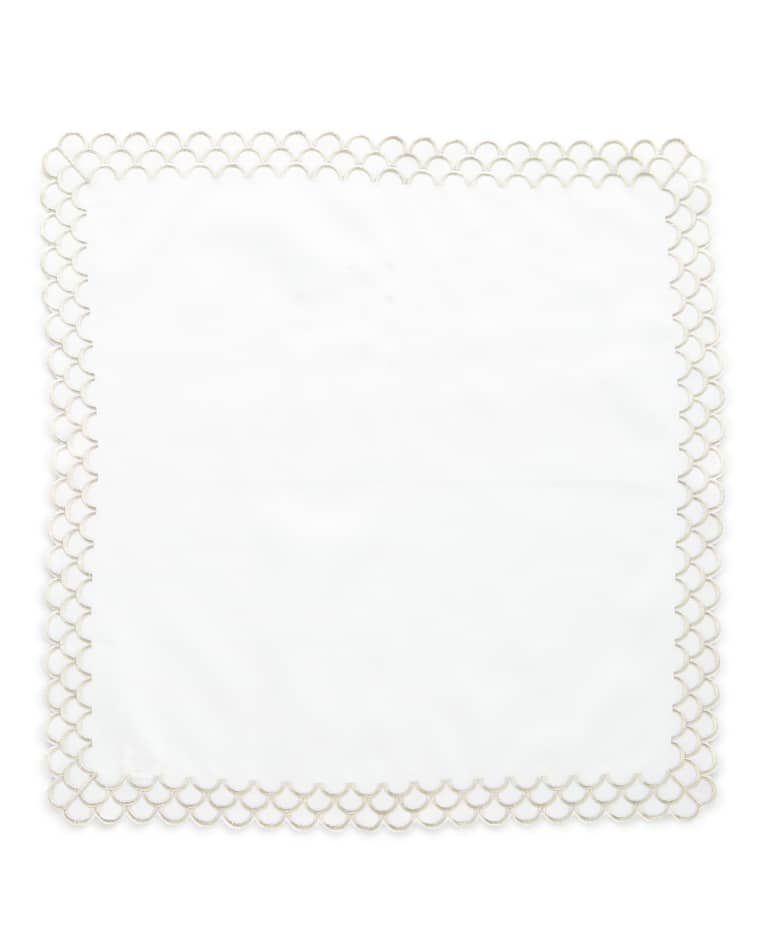 Nomi K Hand Embroidered Peacock Linen Napkin