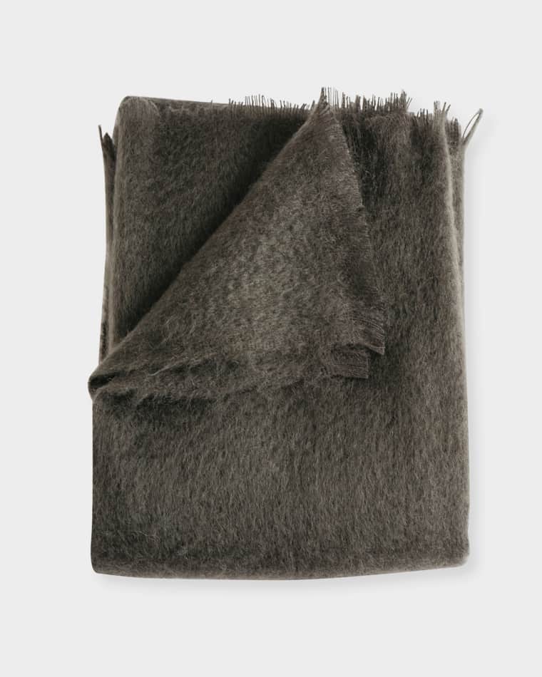 Evangeline Linens Mohair Throw, Bark