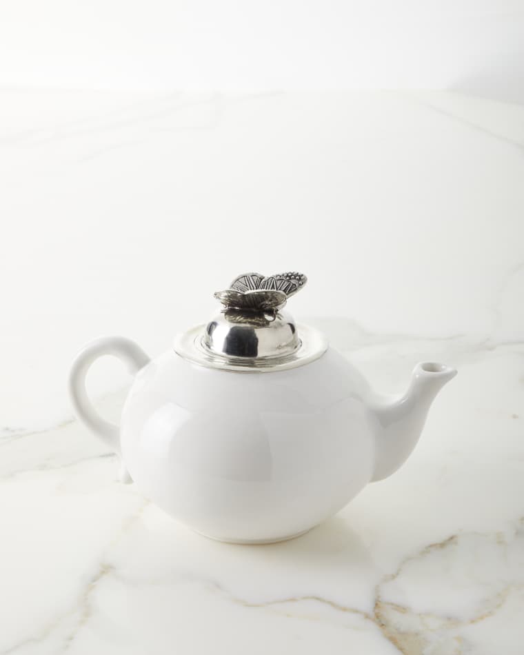 Neiman Marcus Ceramic Pewter Teapot