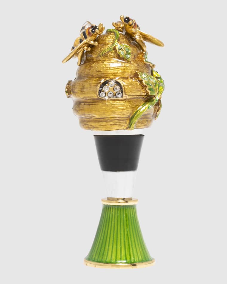 Jay Strongwater Beehive Wine Stopper and Stand