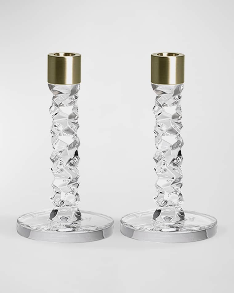 Orrefors Carat Brass Candlesticks, Set of 2